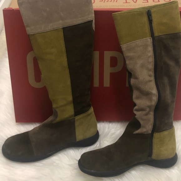 ✨HOST PICK✨ Camper Twins Puzzle Kaki Suede Tall Boots - Size 6 - Picture 6 of 12